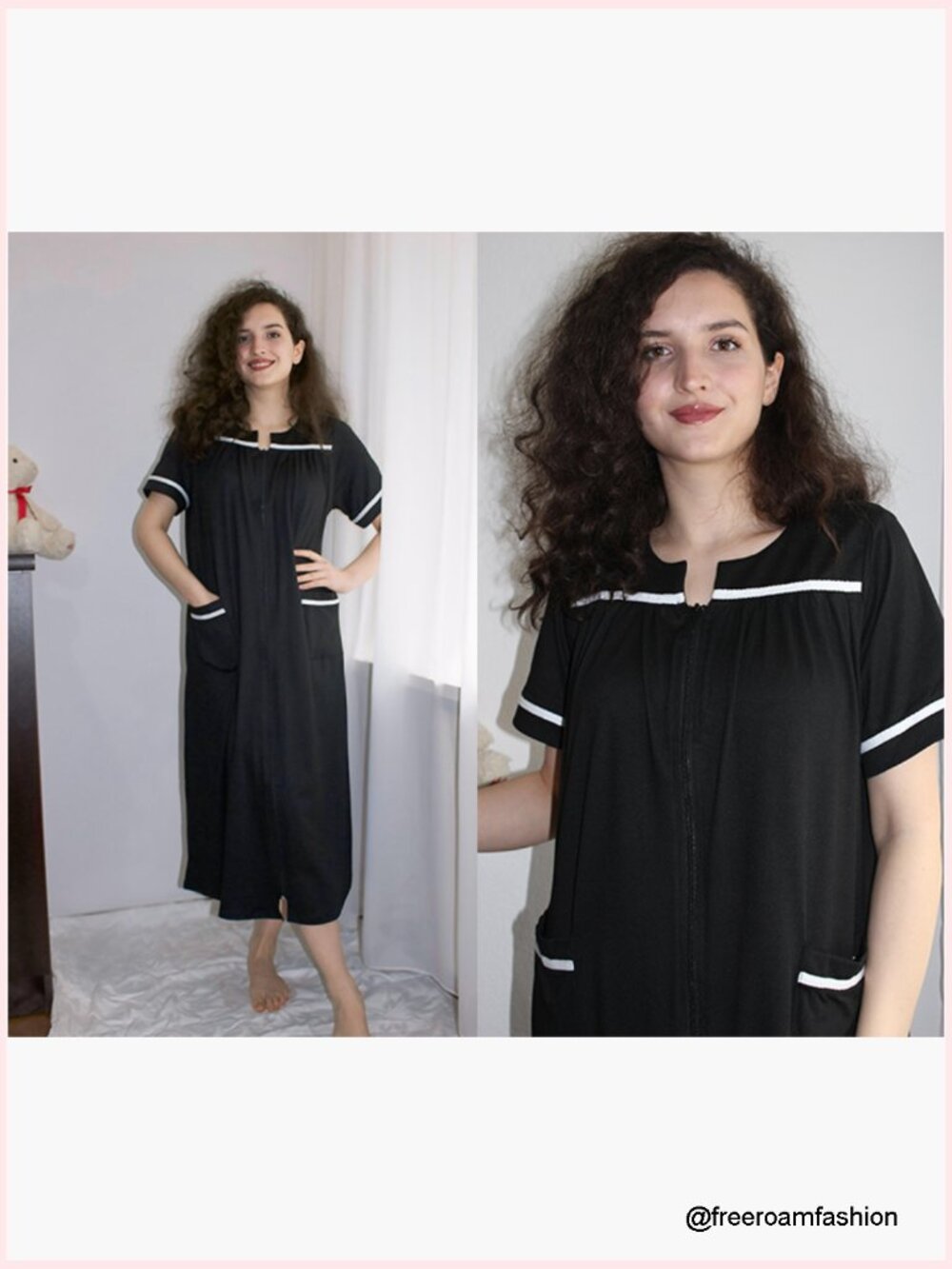 Zipper Robe for Women Short Sleeve Bathrobe Soft Lightweight Full Length - Picture 7 of 7